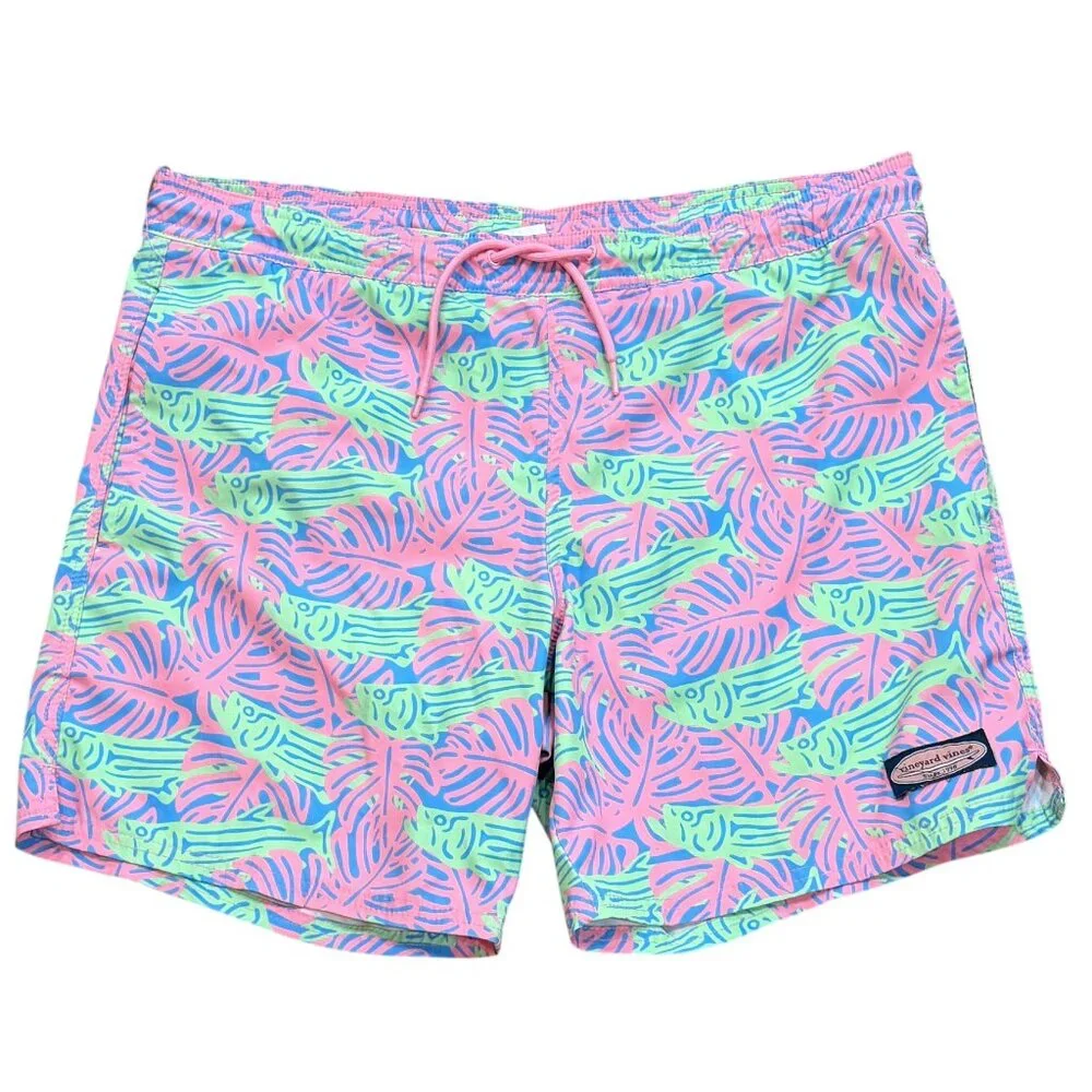 Vineyard Vines Tarpon Palm Chappy Trunk Sour Apple Bathing Suit Swimsuit Small